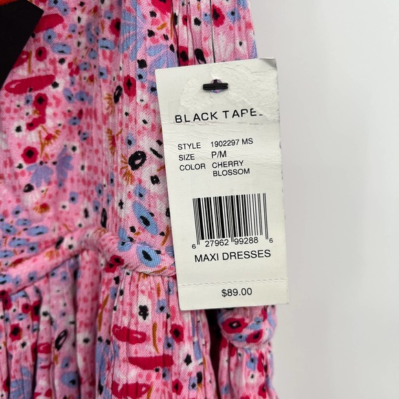 Black Tape Women's Petite Printed Drawstring-Waist Maxi Dress Cherry Blossom PM - Picture 6 of 6